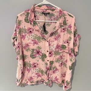 Moral Fiber Shirt | 2X Top | Purple Floral print | Button Down Top | Curve